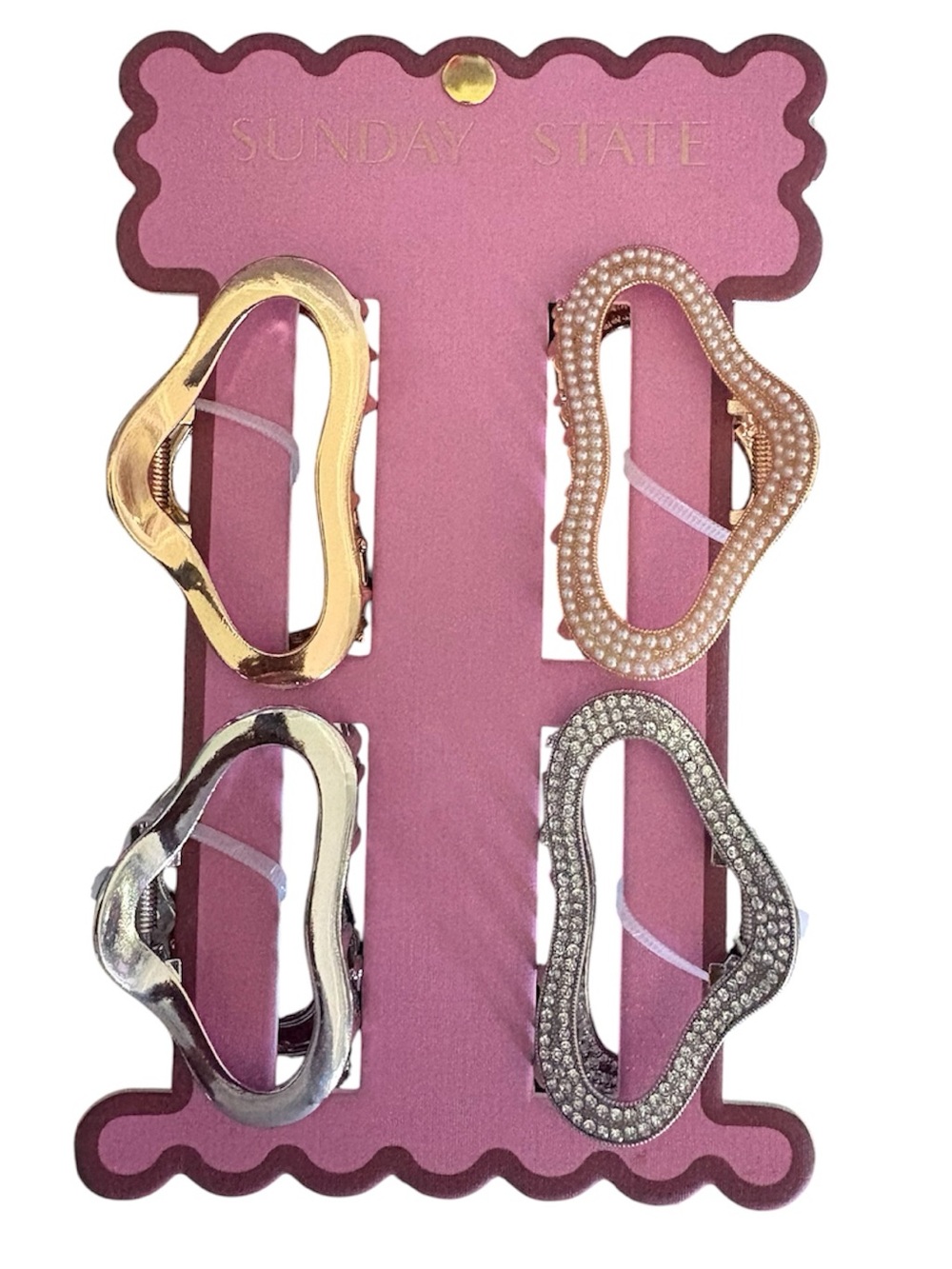 Sunday State Mixed Metal & Pearl Decorative Hair Clips - Gold, Rose Gold, Silver